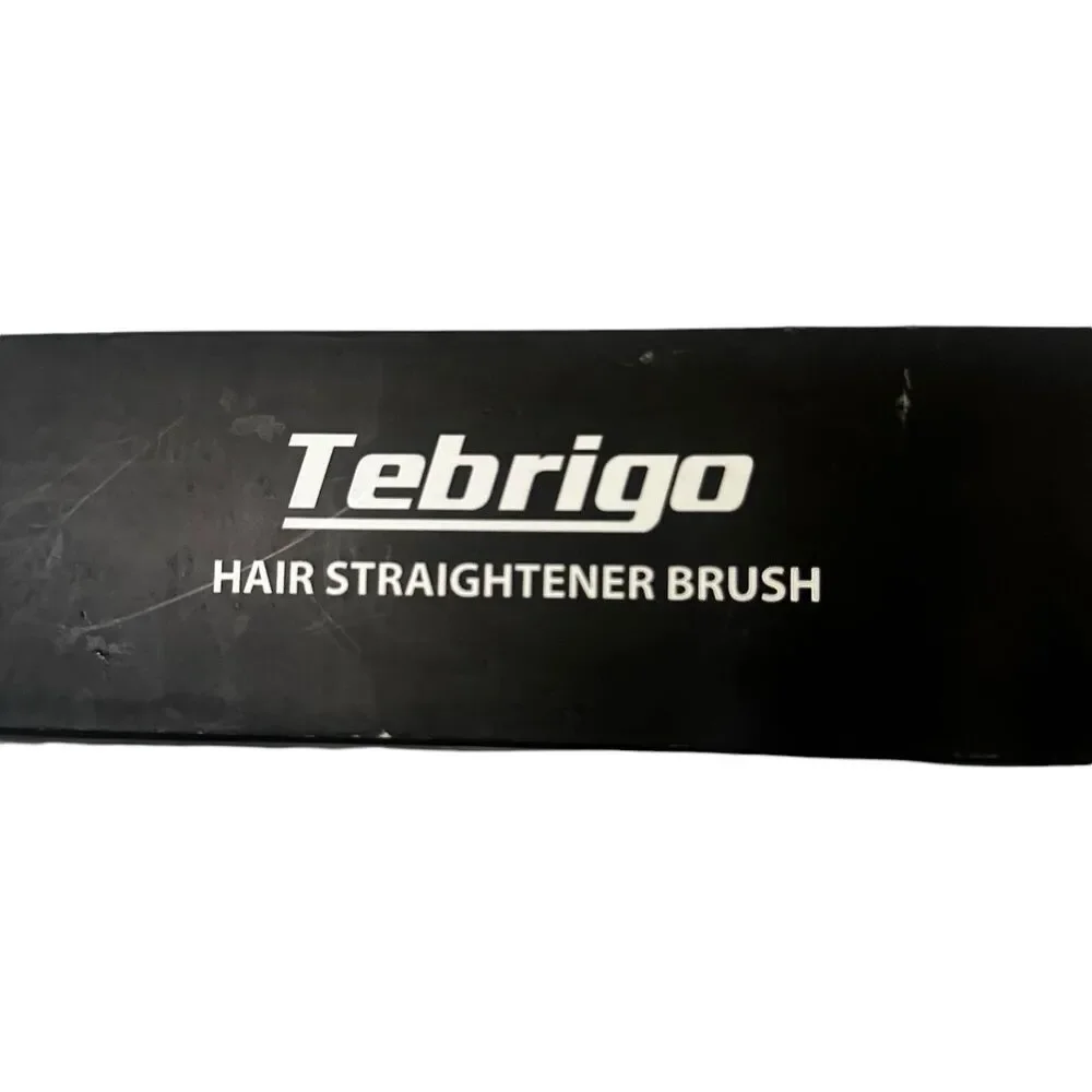 Tebrigo Hair Straightener Brush Heat Styling Tool Corded. Black Pink Open Box